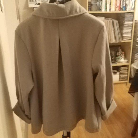 Jersey Material Snap Button Coat with Large Collar Pockets 2X - Picture 6 of 8